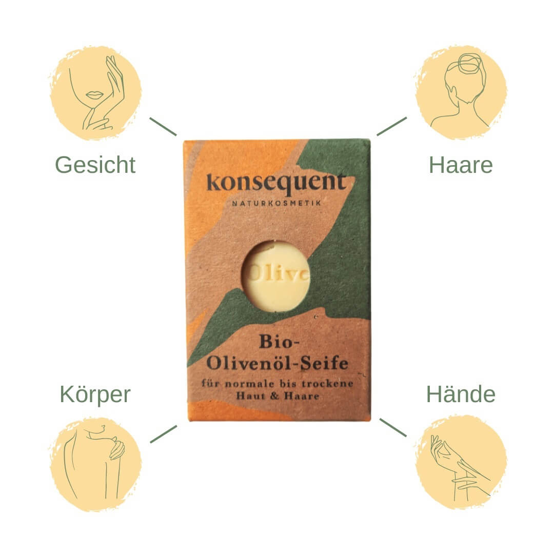 Bio-Olivenöl-Seife für Körper, Gesicht und Haare