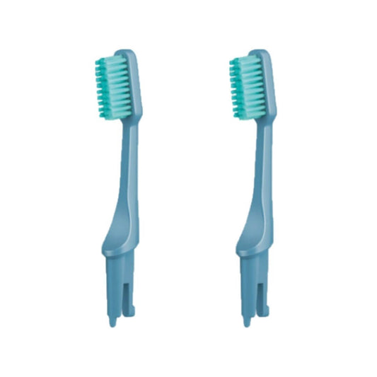 2 blaue Wechselköpfe für Zahnbürste aus nachwachsenden Rohstoffen